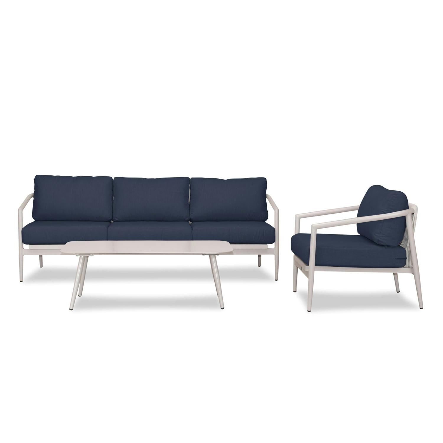 Lakeview Midnight Cove 3 Pc Aluminum Sofa Seating Set in Urban Stone/Carrera/Spectrum Indigo - Front - White Background thumbnail