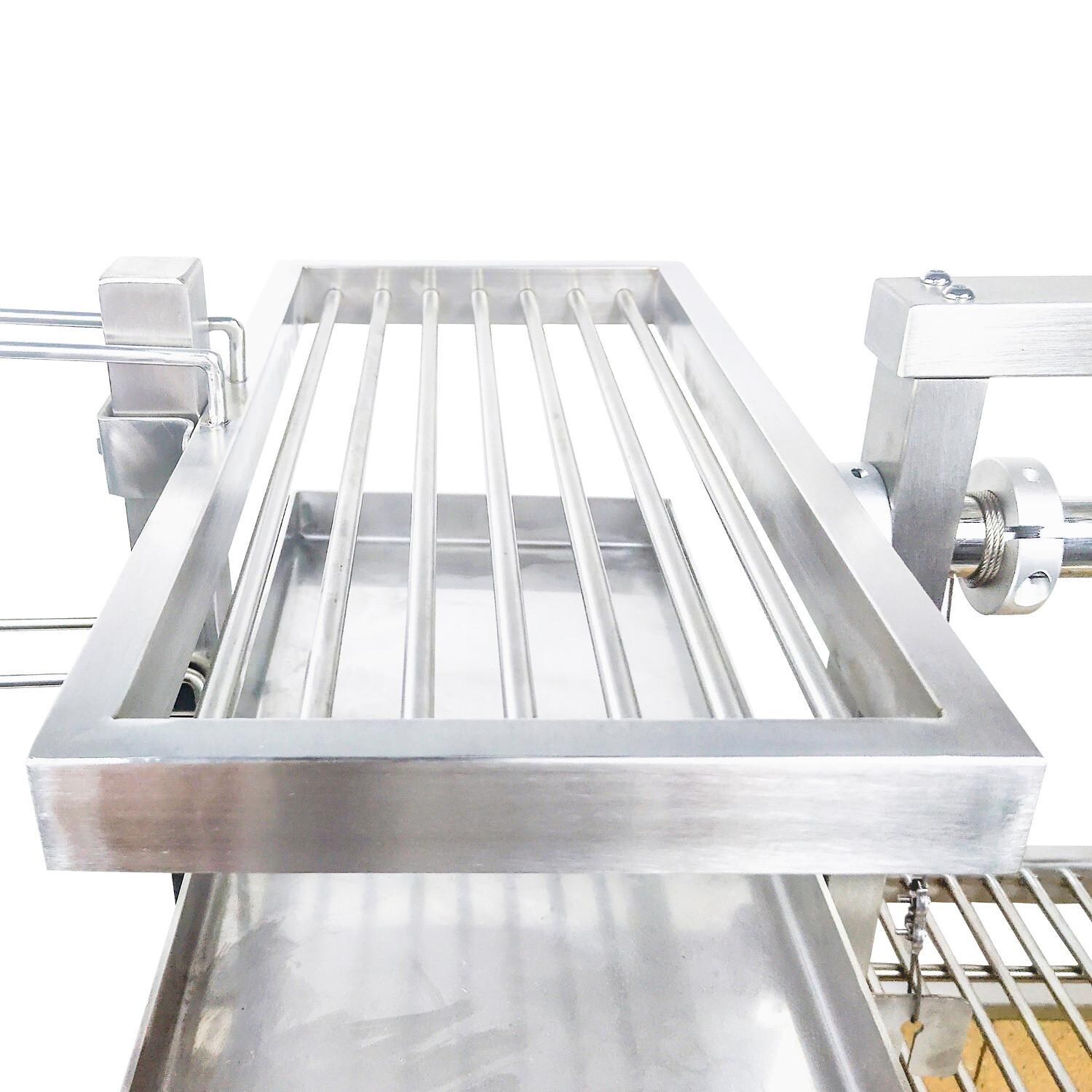 Tagwood BBQ BBQ03SSF Fully Assembled All Stainless Steel Argentine Santa Maria Wood Fire & Charcoal Grill - Height Adjustable Secondary Grill Grate Over Friebox thumbnail