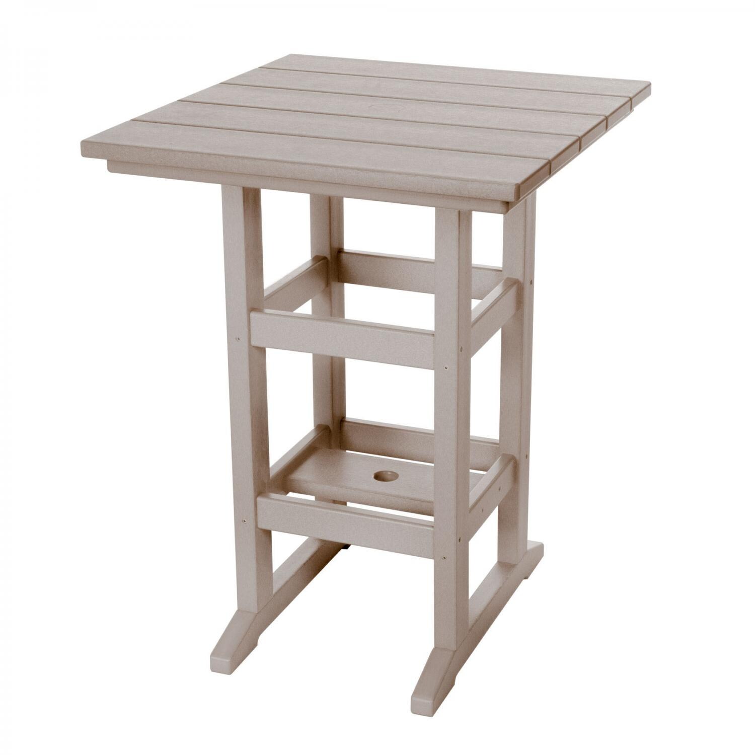 Pawleys Island Poly Lumber Counter Height Square Patio Bar Table - Weatherwood