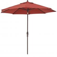 9 Ft. Octagonal Aluminum Auto Tilt Patio Umbrella W/ Crank Lift By BBQGuys - Bronze Frame / Sunbrella Canvas Henna Canopy image