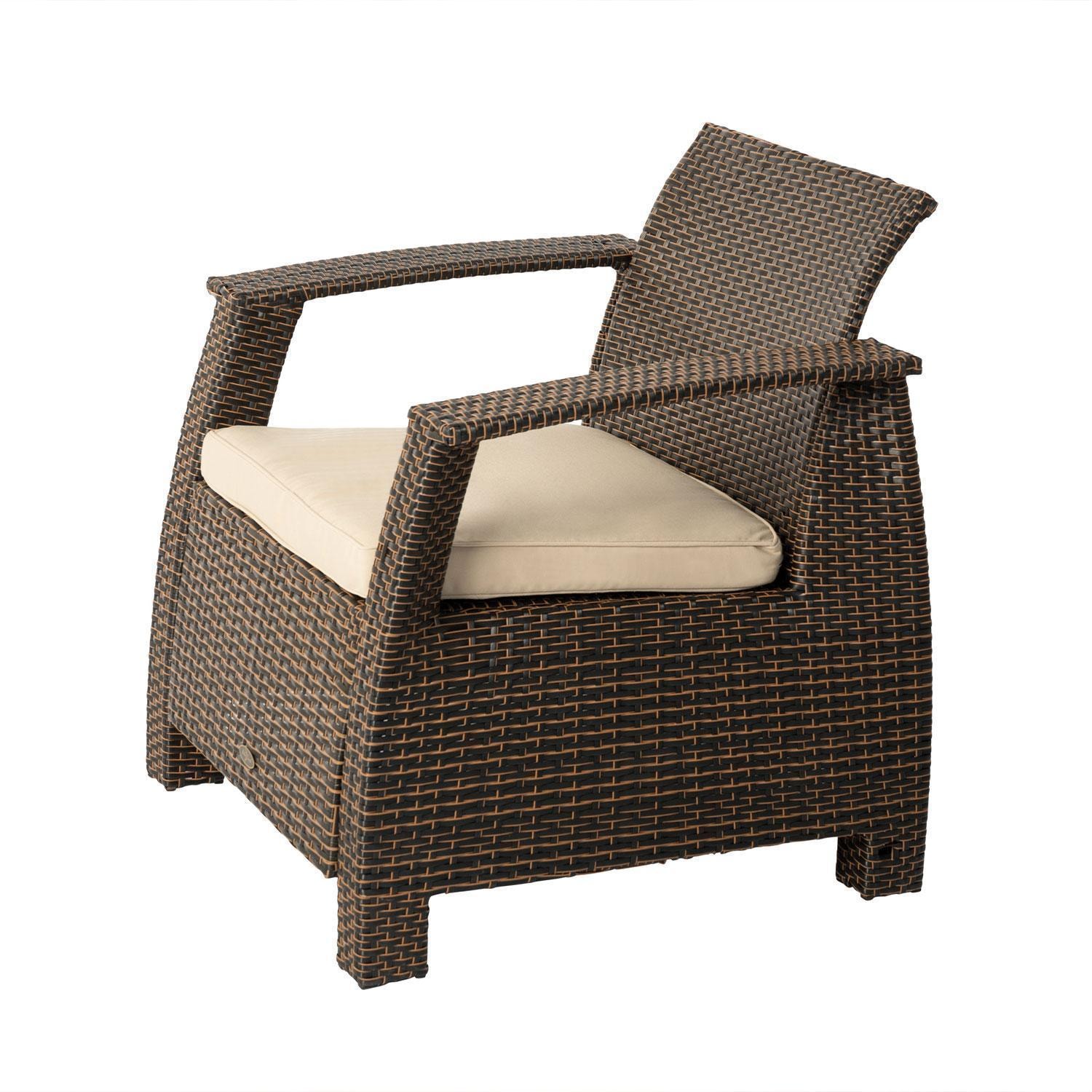Palm Way Resin Wicker Deluxe Patio Club Chair in Mocha by Ultimate Patio - Right Side - Overhead View - White Background thumbnail