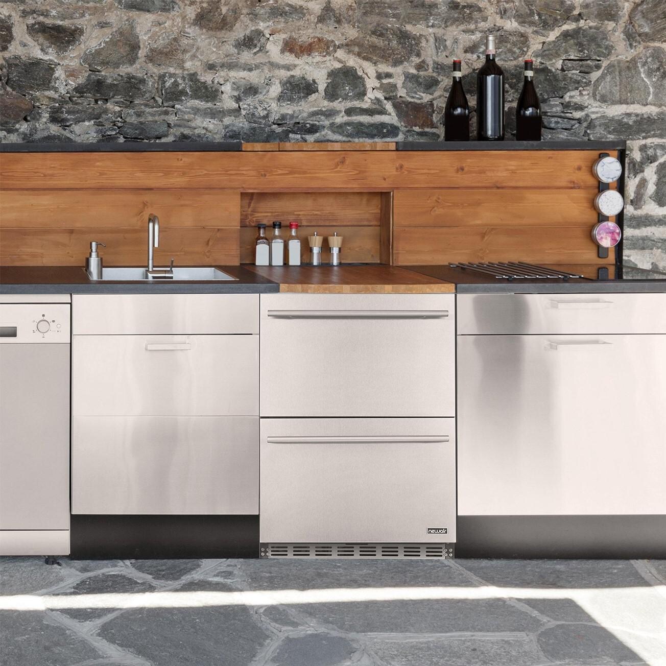 Newair NOF100SS00 24-Inch Built-in 20 Bottle & 80 Can Dual Drawer Wine & Beverage Fridge - In the Kitchen thumbnail