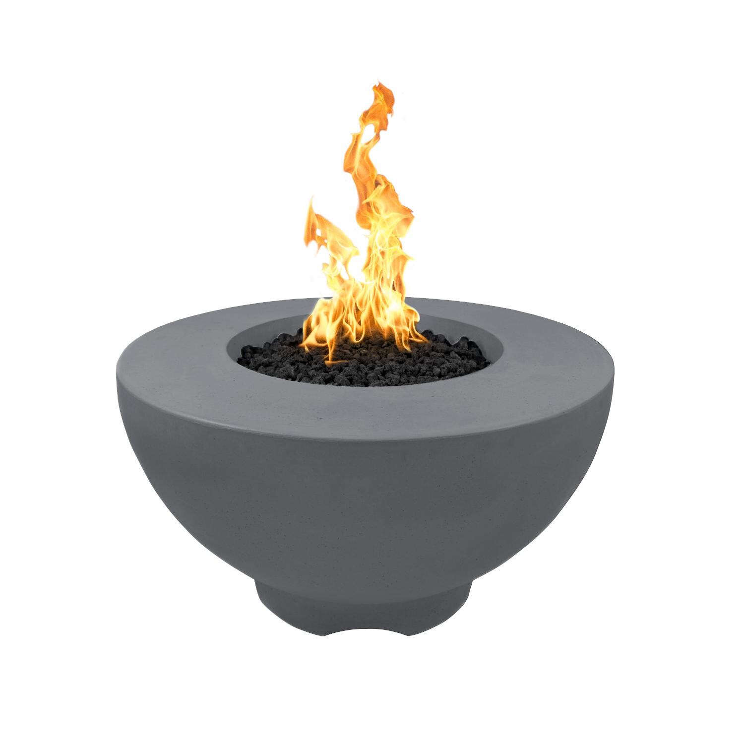 Sienna 37 Inch Round GFRC Propane Fire Bowl in Gray by The Outdoor Plus