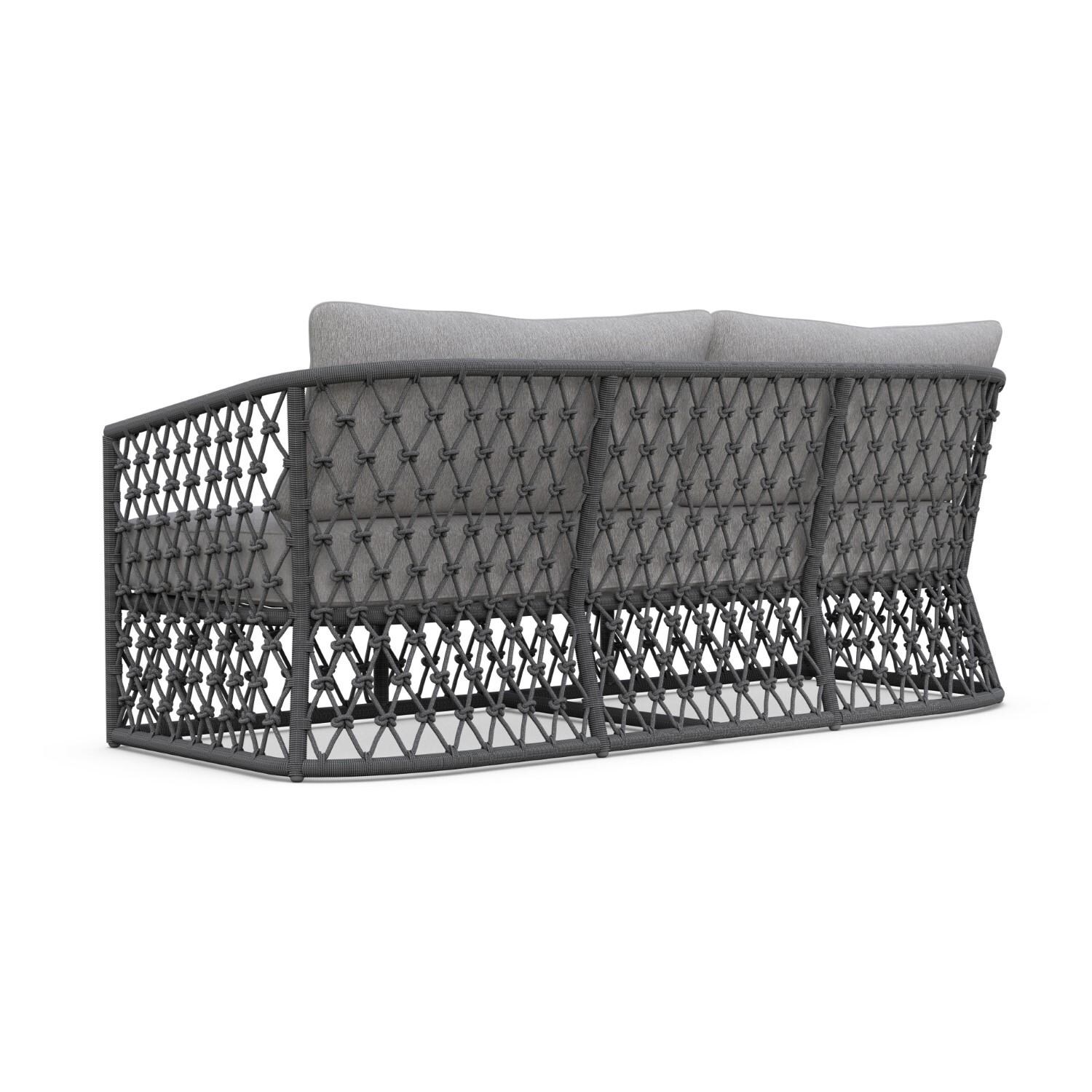 Azzurro Living AME-R07S3-CU Amelia Woven Rope Sofa in Ash/Fog - Back - White Background thumbnail