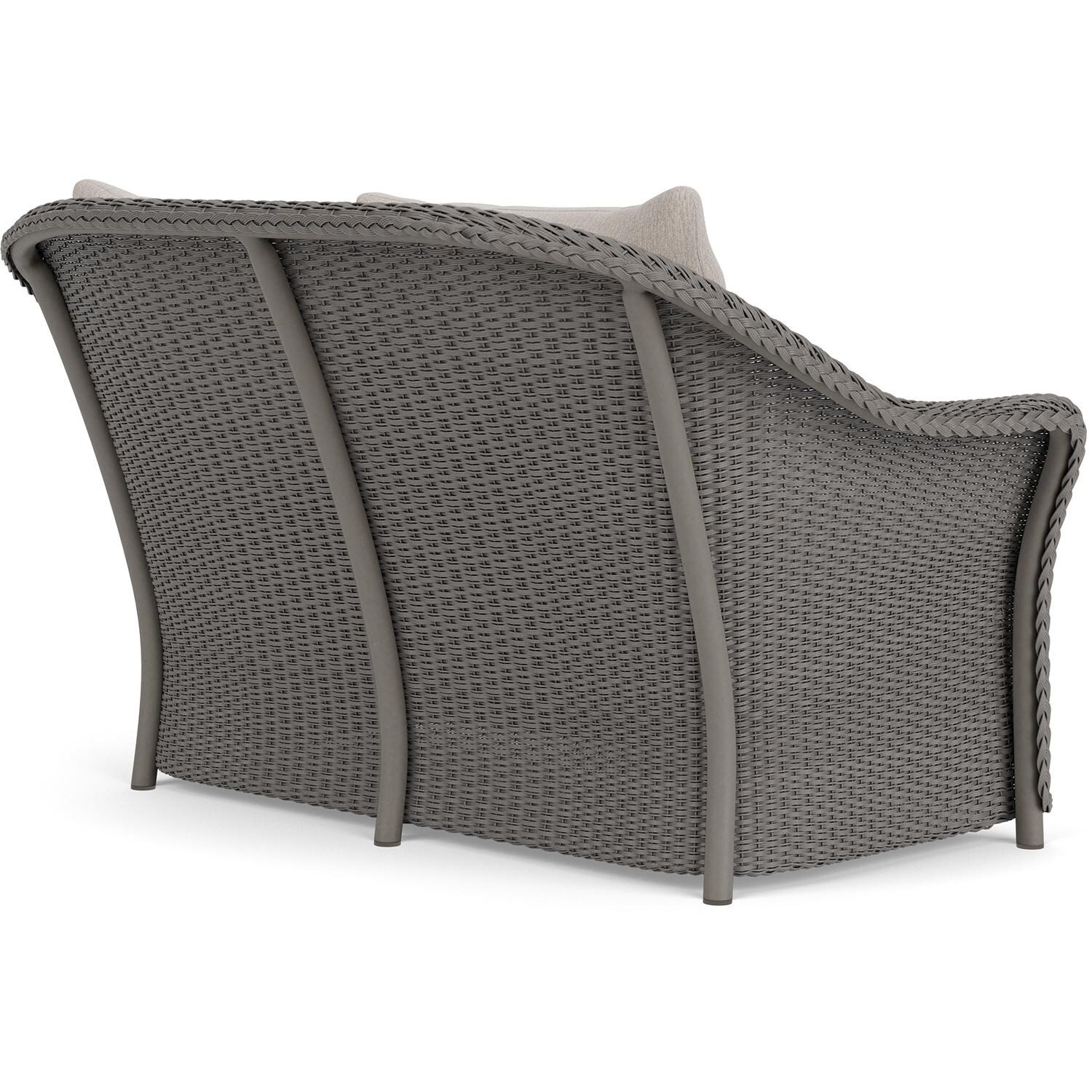 Lloyd Flanders Weekend Retreat Loveseat in Pewter Finish W/ Remy Cloud Fabric - Back Right thumbnail