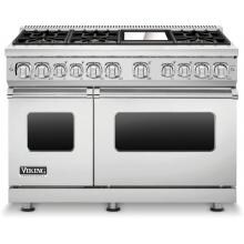 Viking Professional 7 Series 48-Inch 6 Burner Natural Gas Dual Fuel Range With Griddle - Stainless Steel - VDR7486GSS image