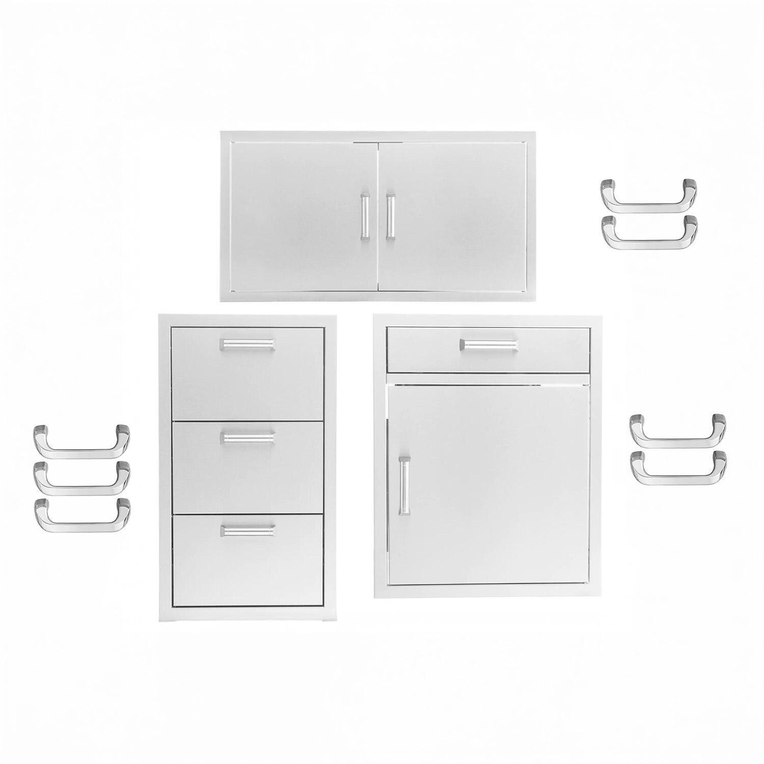 BBQGuys Signature 3 Pc 40-in Contempo/Traditional Double Access Door Outdoor Kitchen Storage Package - Contempo - White Background thumbnail