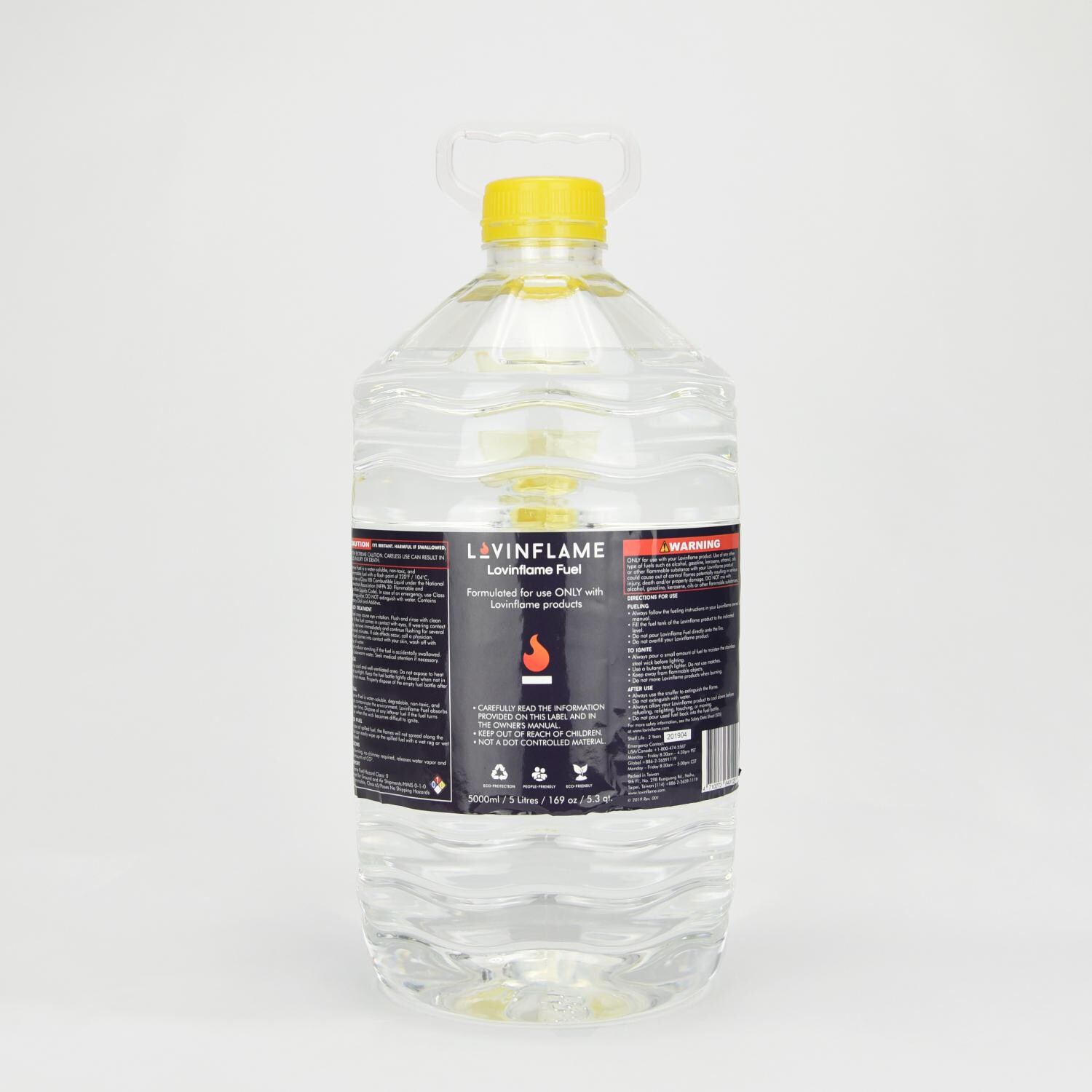 Lovinflame Non-Flammable Non-Toxic Water-Soluble Ethanol-Free Fuel - 5 Liter Bottle - 425019 