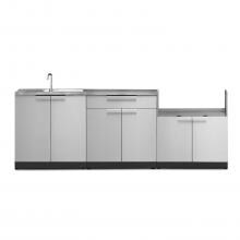 NewAge Outdoor Kitchen 4 Piece Set With 33-Inch Insert Grill Cabinet, Sink, And Bar Center - Stainless Steel - 65058