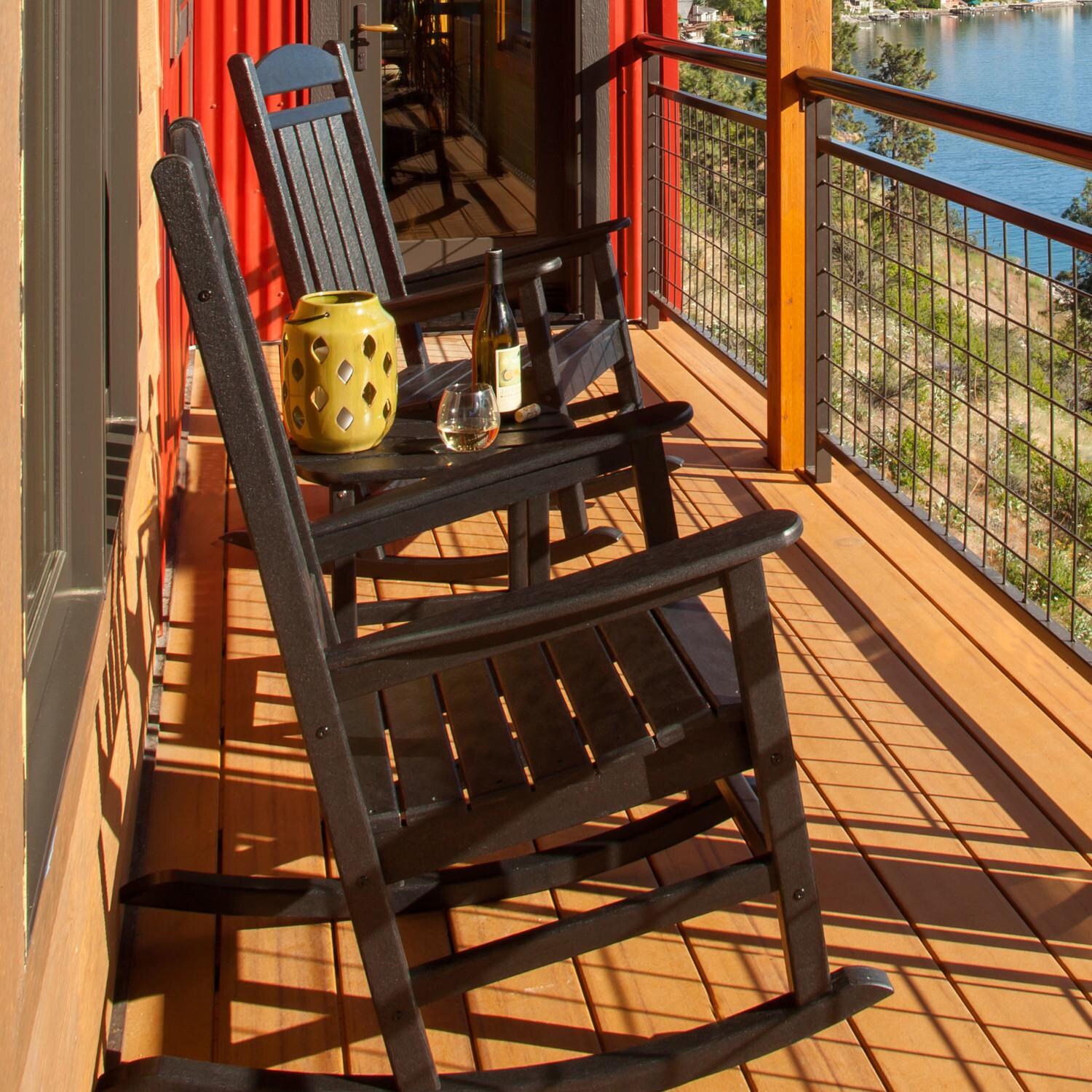 POLYWOOD Black Presidential Rocker 3-Piece Set w/ South Beach 18-Inch Side Table thumbnail