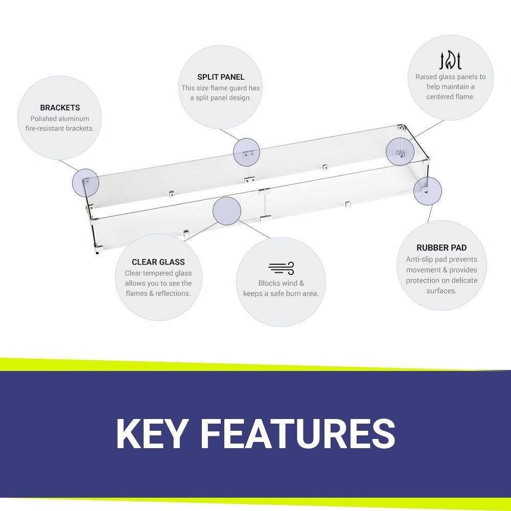 BBQGuys Signature FG-LCB-60 Polished Glass Flame Guard For 60-Inch Linear Drop-In Fire Pit Pans - Feature Bullets thumbnail