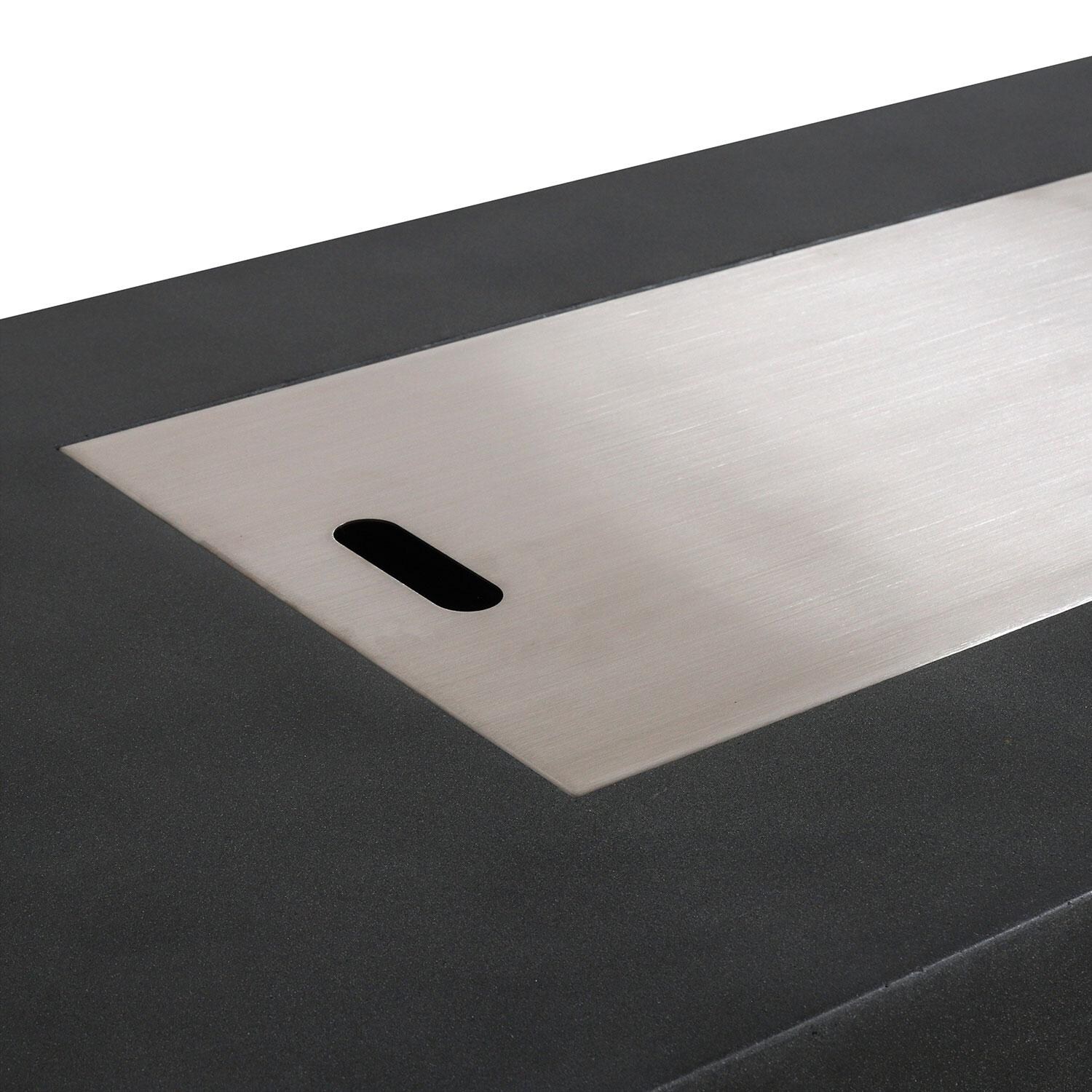 Glenwood 72-in Rectangular Concrete Natural Gas Fire Pit in Graphite by Lakeview Outdoor Designs - Lid On - White Background thumbnail