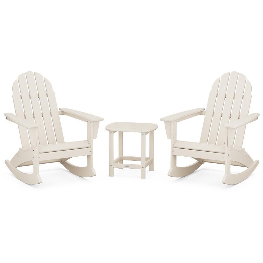 POLYWOOD PWS711-1-SA Vineyard 3-Piece Adirondack Rocking Chair Set with South Beach 18-Inch Side Table in Sand thumbnail