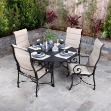 Elysian 5 Piece Padded Sunbrella Sling Patio Dining Set W/ 52 Inch Round Table By Lakeview Outdoor Designs image