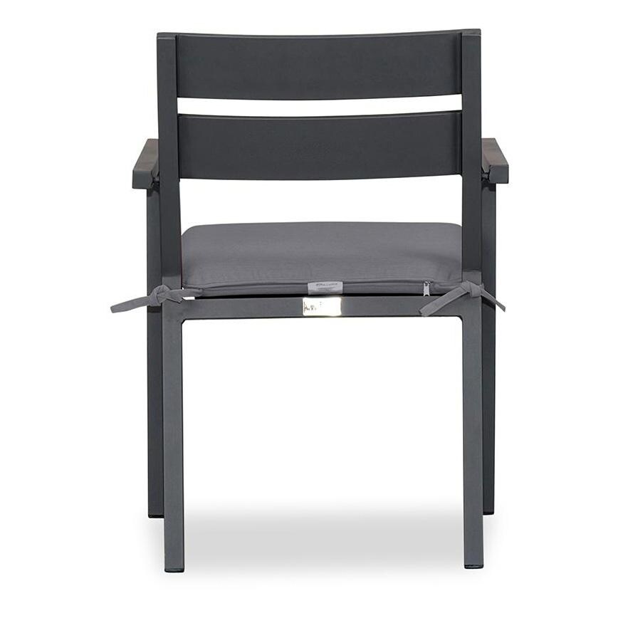Calm Bay Aluminum Dining Arm Chair in Slate/Canvas Charcoal by Lakeview Outdoor Designs - Back - White Background thumbnail