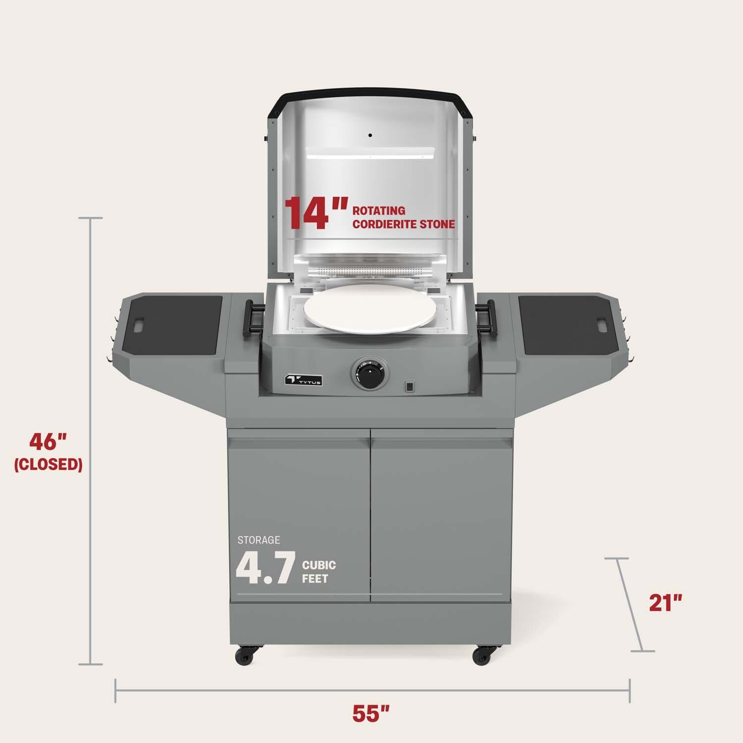 TYTUS TDT-CRT-GPZA Emberwood Propane Pizza Oven and Prep Cart - Dimensional thumbnail