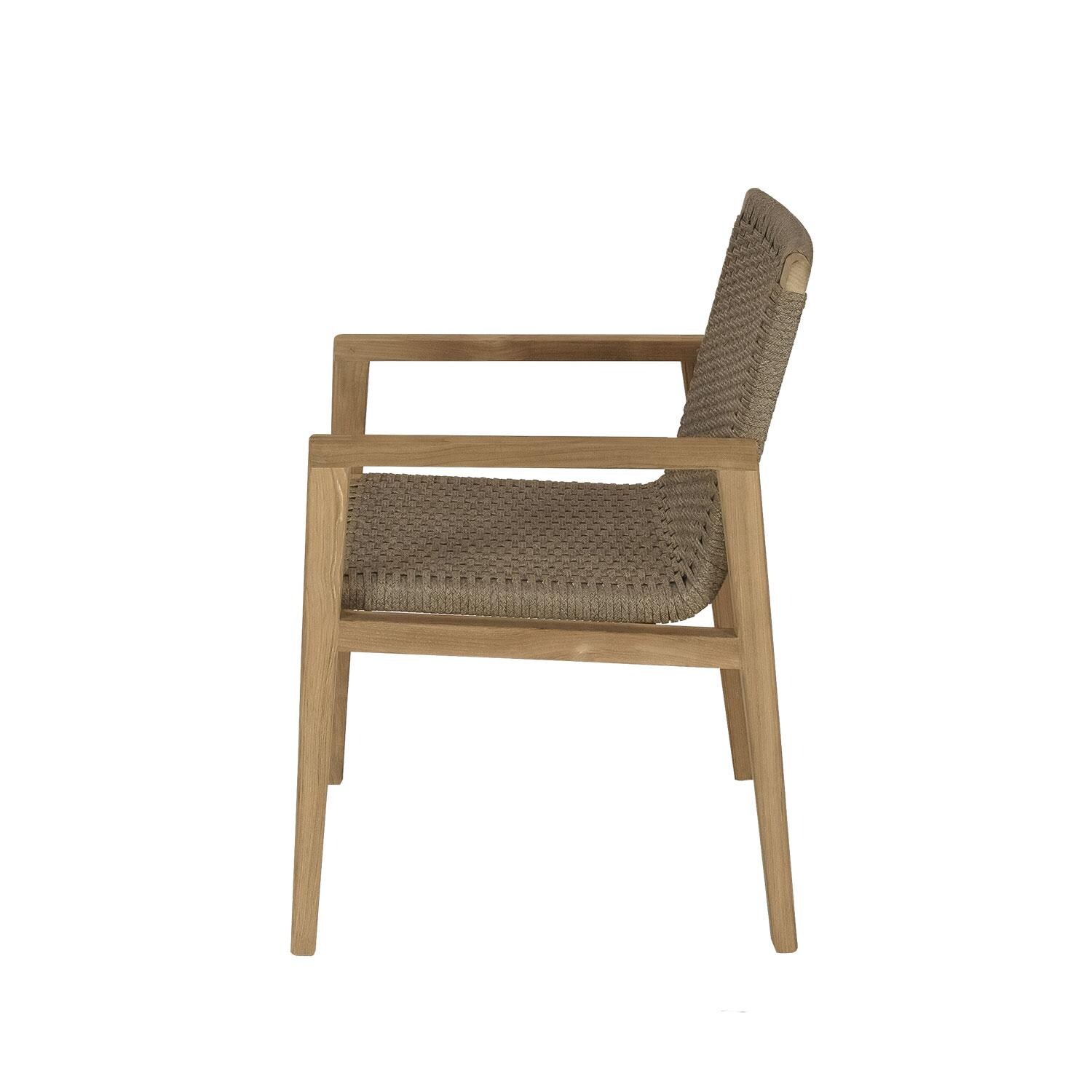 Admiral 7 pc Rectangle Dining Set in Brown Sand by Royal Teak Collection - Dining Chair - Side View - White Background thumbnail