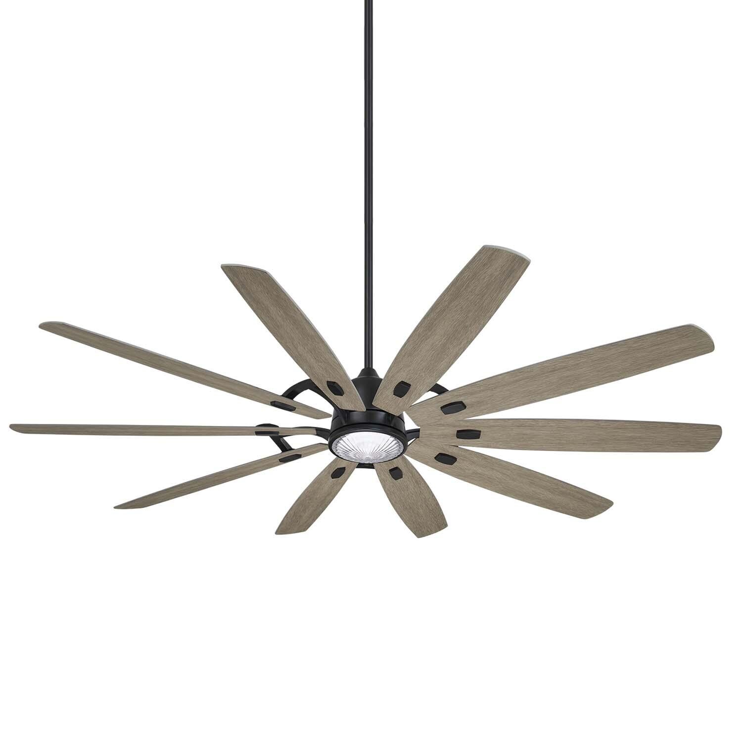 84-in F865L-CL/SG Barn H2O Fan in Coal Black w/ Seashore Grey Blades by Minka-Aire - White Background thumbnail