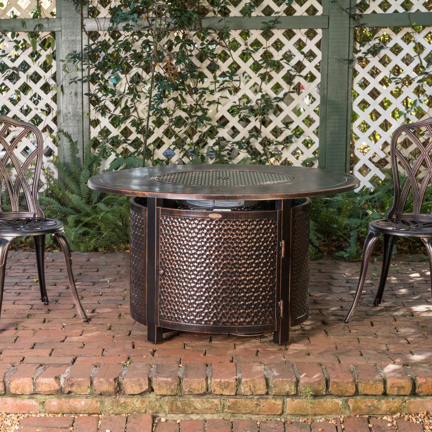 Ultimate Patio SC62353 La Flora 44-Inch Round Hammered Aluminum Propane Fire Pit Table - Burner Cover thumbnail