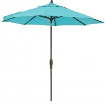 9 Ft. Octagonal Aluminum Auto Tilt Patio Umbrella W/ Crank Lift By BBQGuys - Bronze Frame / Sunbrella Canvas Aruba Canopy image