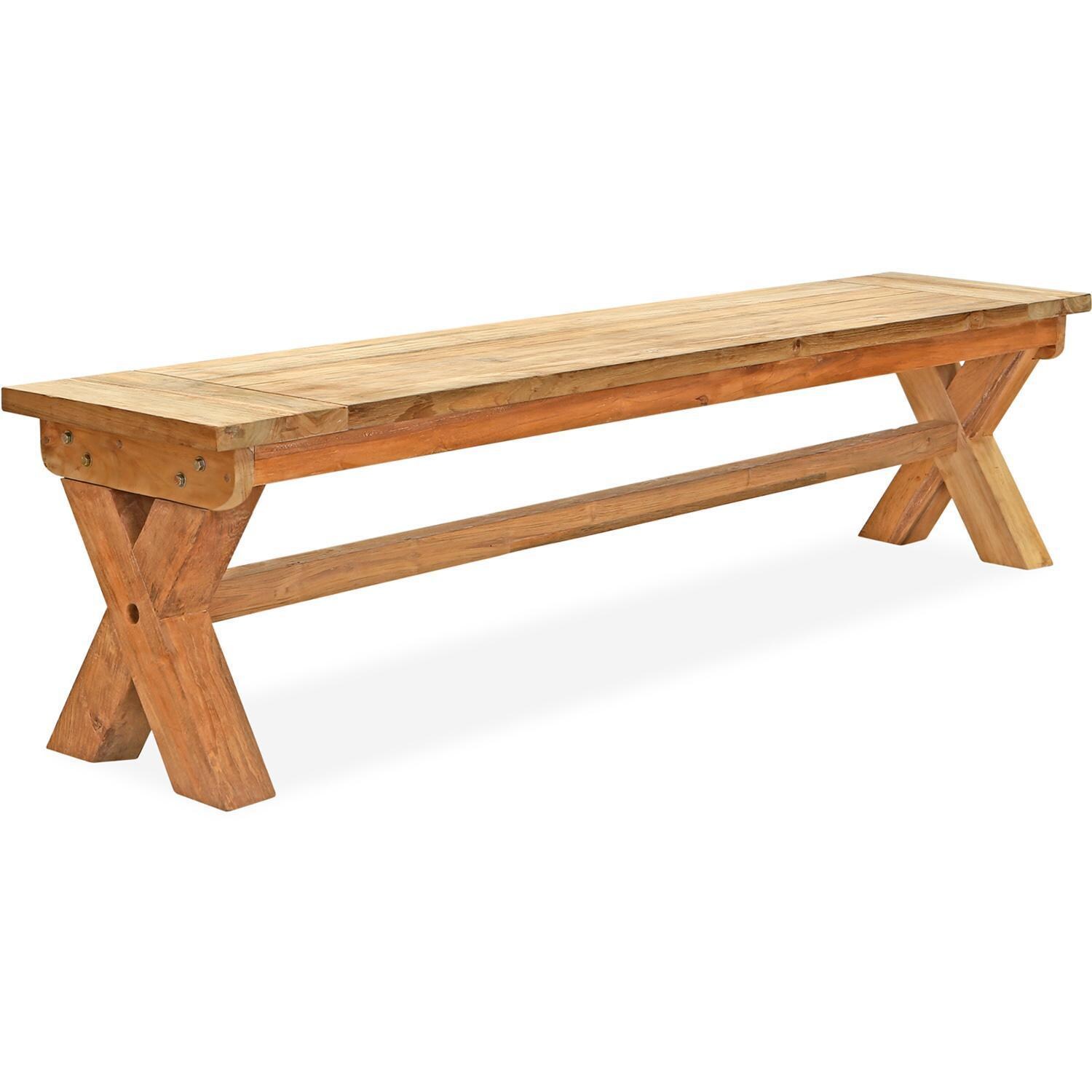 Wood Grove 74 Inch Reclaimed Teak Dining Bench By Lakeview - Angled View - White Background thumbnail