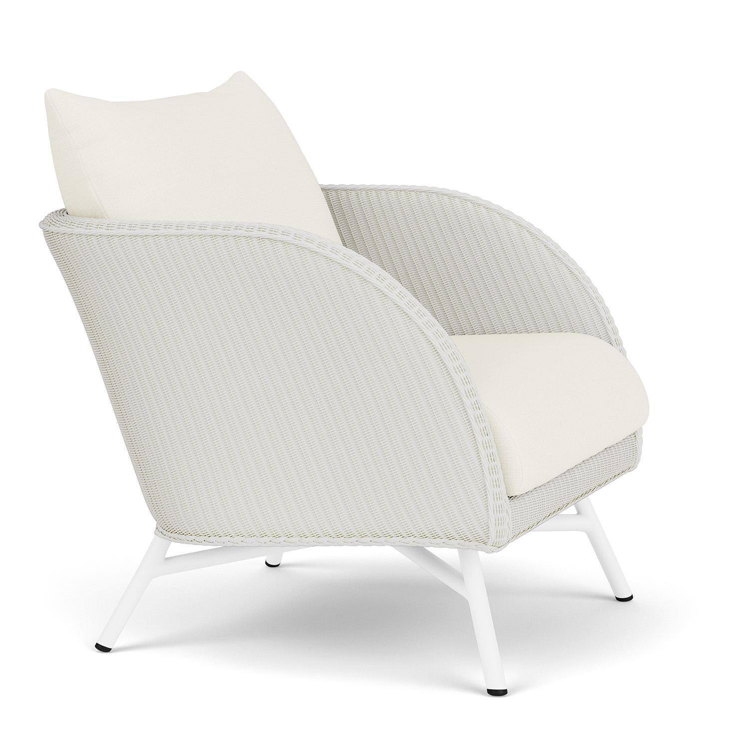 Lloyd Flanders Essence Lounge Chair W/Sailcloth Salt Fabric - Matte White Finish - Angled thumbnail