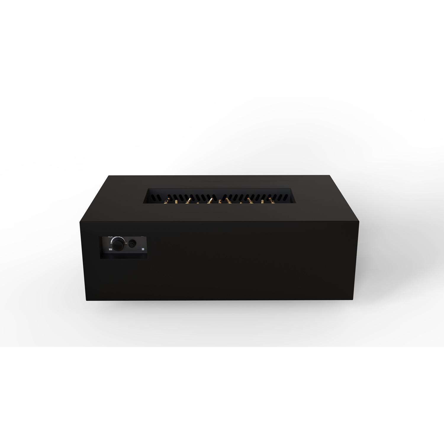 AON 48 x 30 Inch Rectangular Powder Coated Steel Natural Gas Fire Pit Table in Black By Warming Trends - Front Angled View - White Background thumbnail