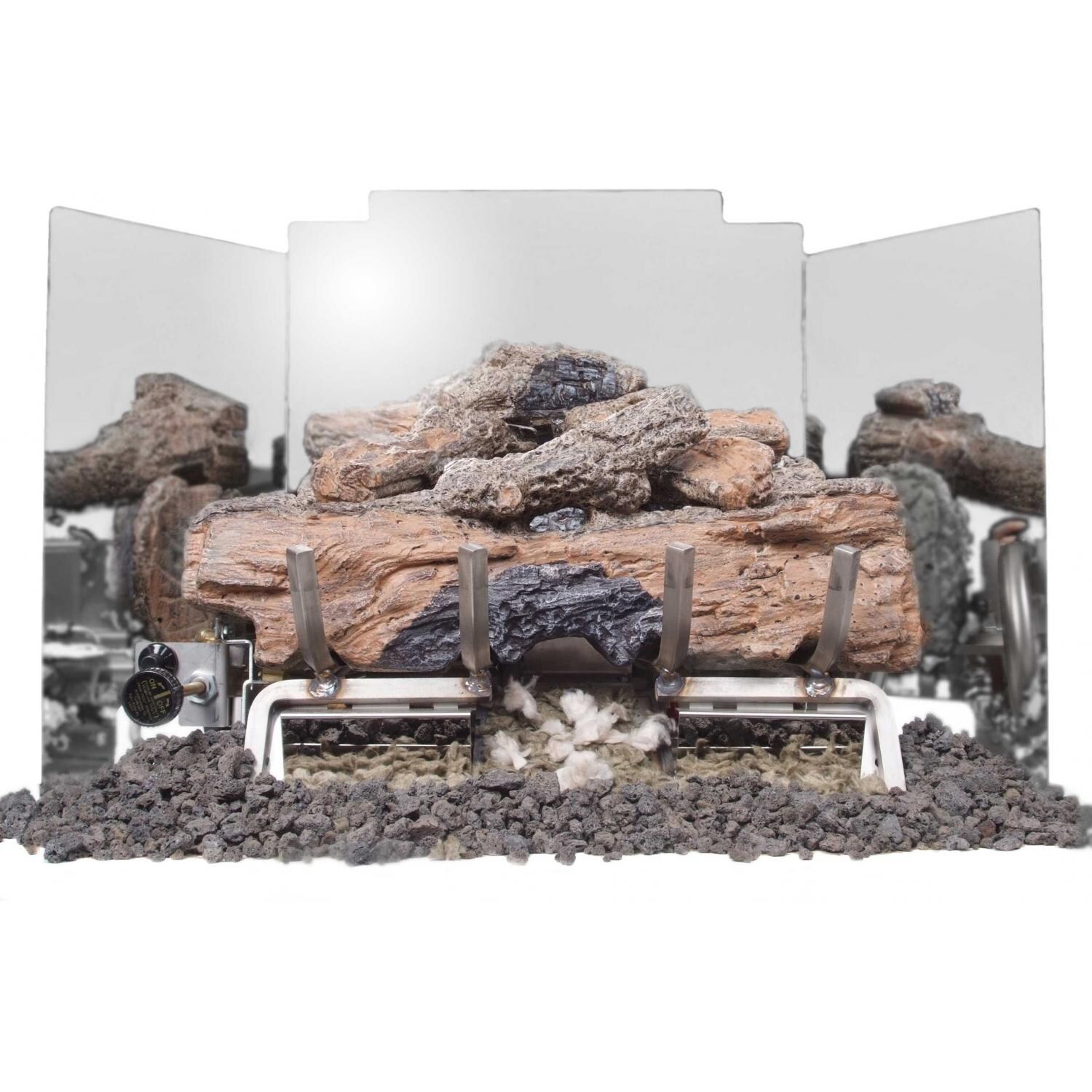 Peterson Real Fyre 18-Inch 3-Fold Contemporary Polished Stainless Steel Fireback