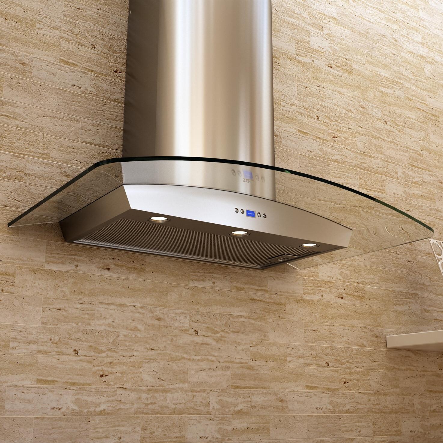 Zephyr Range Hoods 36-Inch Europa Milano Wall Mount Chimney Range Hood With 715 CFM Internal Blower, Glass Canopy - ZMI-M90BG - Detail thumbnail