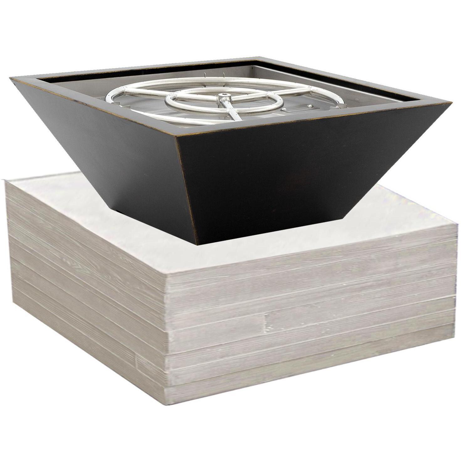 BBQGuys Signature Series Westfalen 24-Inch Square High-Rise Natural Gas Fire Bowl - Oil Rubbed Bronze - On Column (Not Included) thumbnail