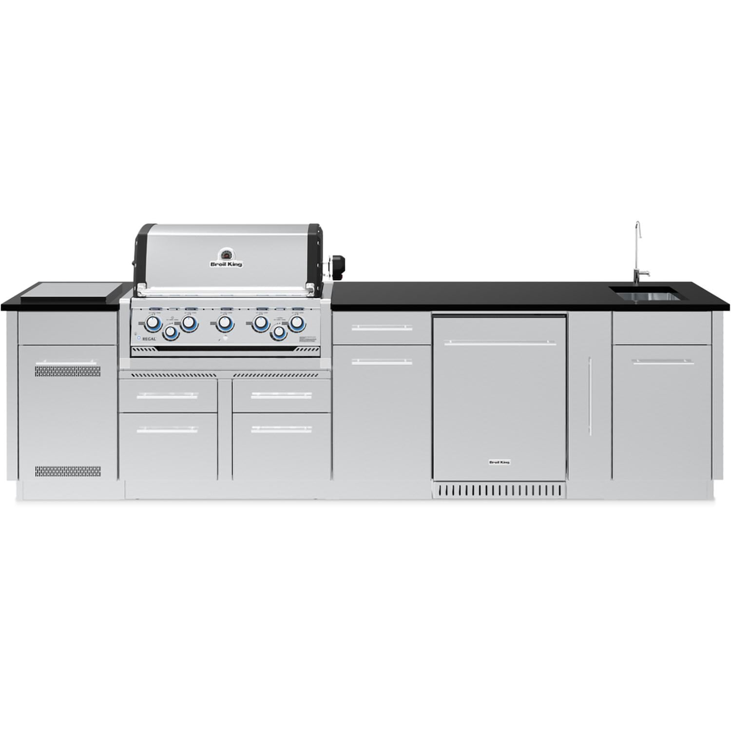 Broil King Imperial S 590iH 12 Ft Outdoor Kitchen Island w/ Propane 5 Burner Grill - 896844H