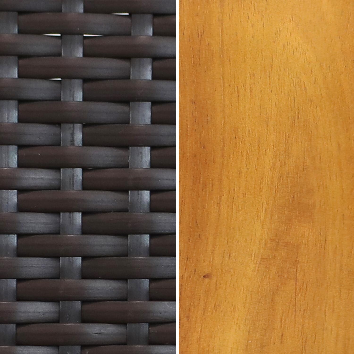 Ultimate Patio Malachi Acacia Wood & Resin Rattan Outdoor Patio Armchairs - Color Swatch - Detail thumbnail