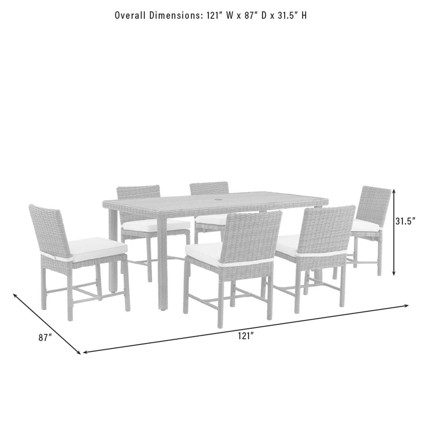Ultimate Patio UP-92653WB-SA 7Pc Wicker Outdoor Dining Set in Sand - Overall Dimensions - Diagram thumbnail
