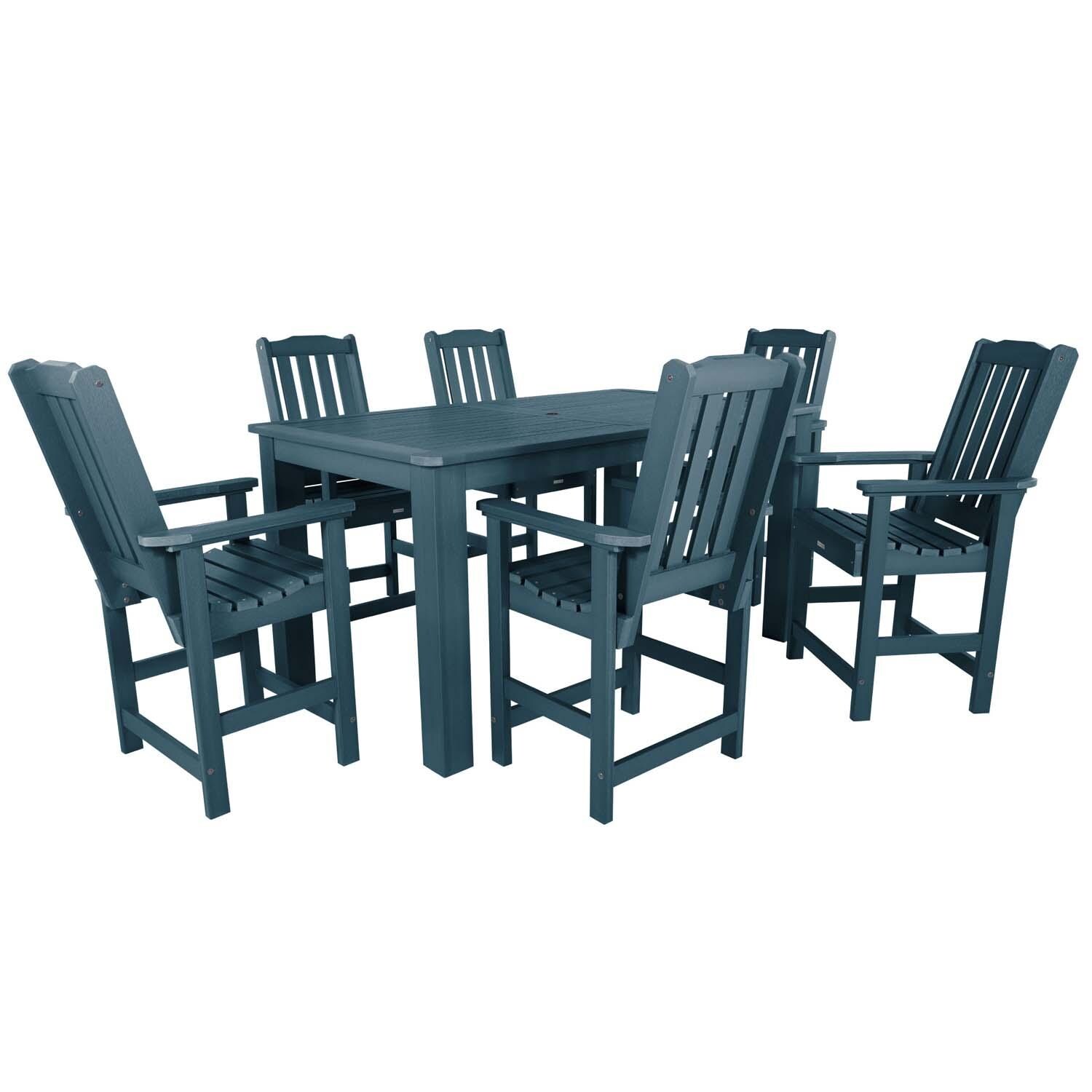 Hart Lane 7 Pc Rectangular Counter Height Dining Set in Nantucket Blue By Lakeview Outdoor Designs - White Background thumbnail