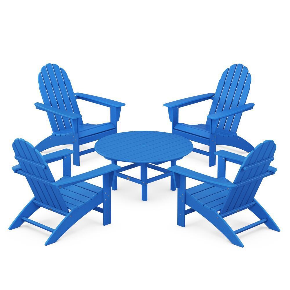POLYWOOD Pacific Blue Vineyard 5-Piece Adirondack Chair Conversation Set thumbnail