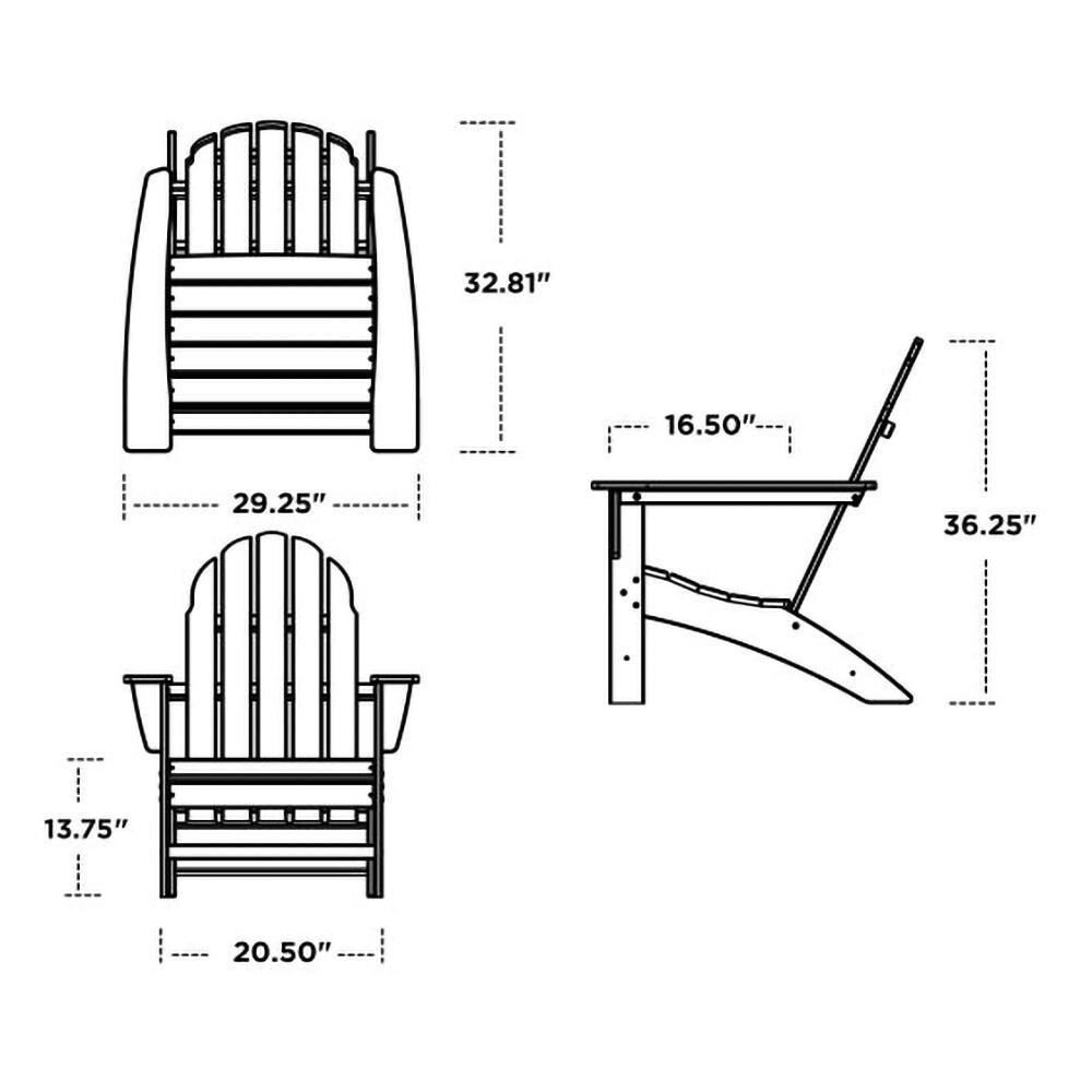 POLYWOOD Vineyard Adirondack Chair - Teak - Dimensions thumbnail