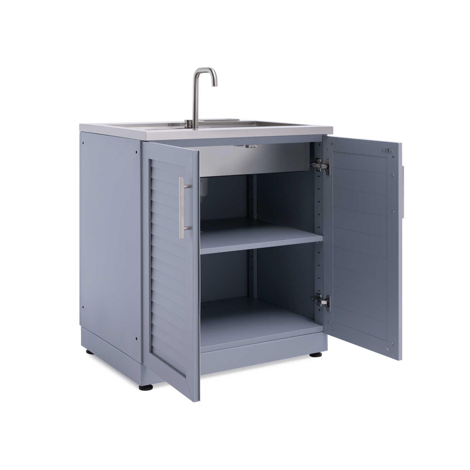 NewAge Outdoor Kitchen 32-Inch Aluminum Sink In Coastal Gray - Interior View thumbnail