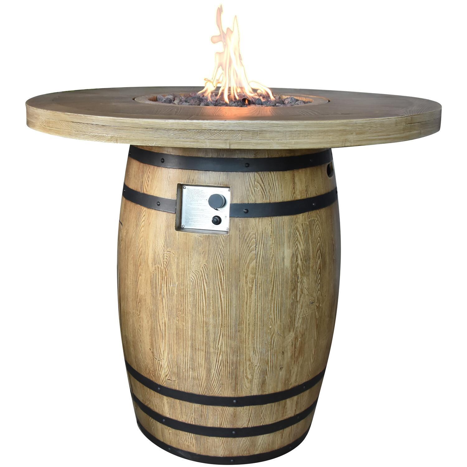 Elementi OFG225RWLP Lafite 48-Inch Round Propane Fire Pit Table - White Background thumbnail