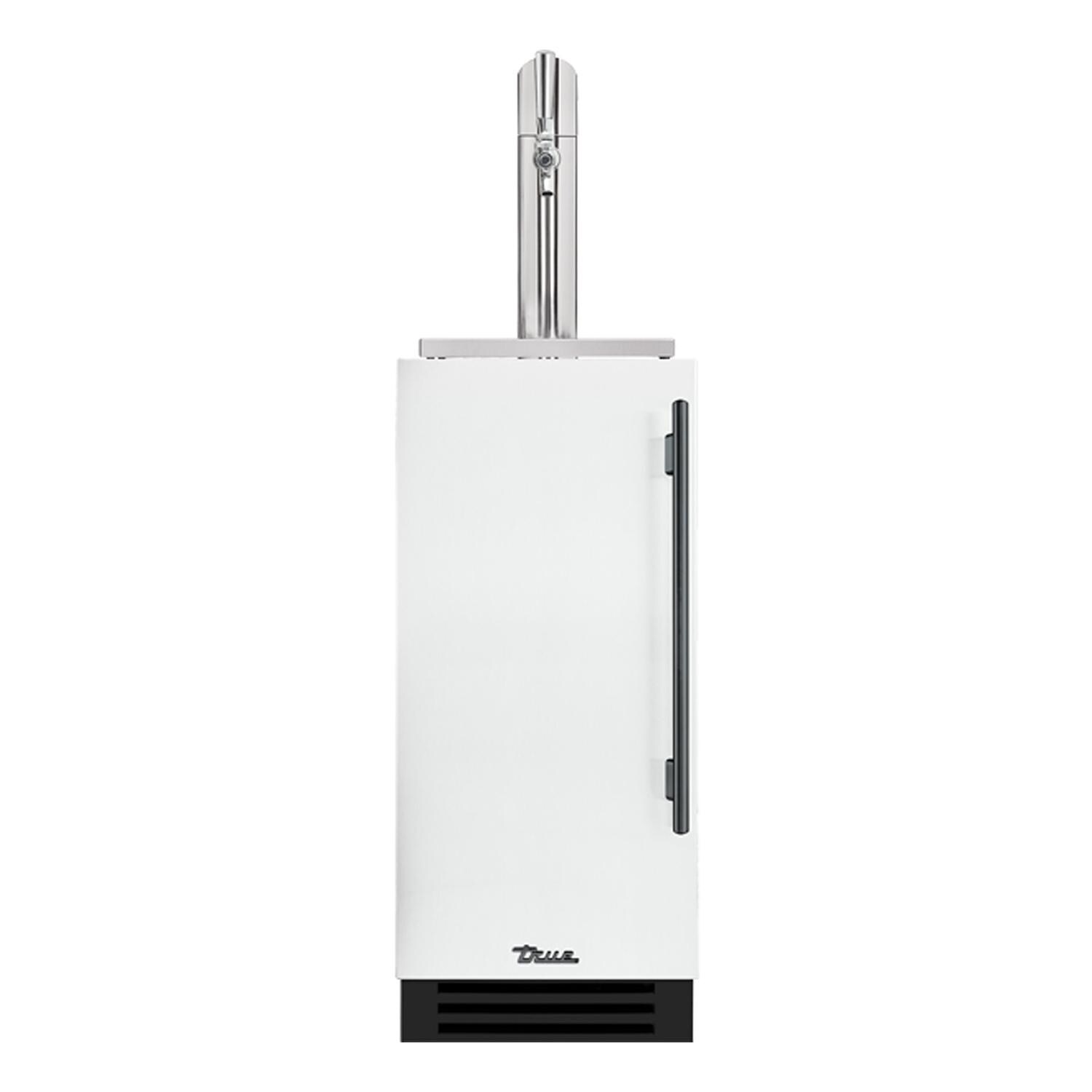True TUR-15BD-L-OP-C~DSK-030-H05 15 Inch Left Hinge Outdoor Single Tap Beverage Dispenser - Matte White w/ Pewter Handle - White Background thumbnail