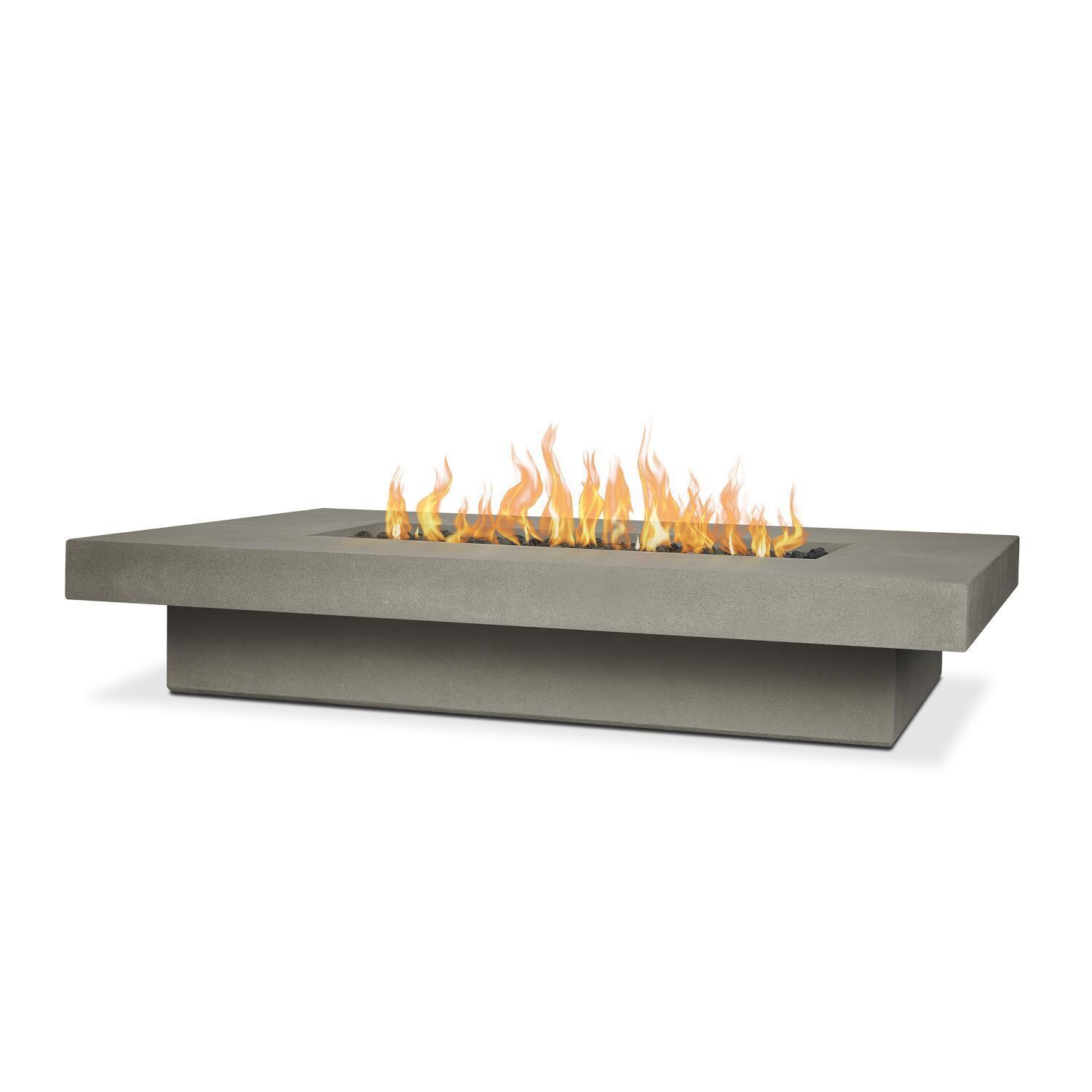 Hickory Bay 3704LP-FLNT 72 Inch Rectangular Glass Fiber Reinforced Concrete Propane Fire Pit Table in Flint by BBQGuys Signature - On - White Background thumbnail