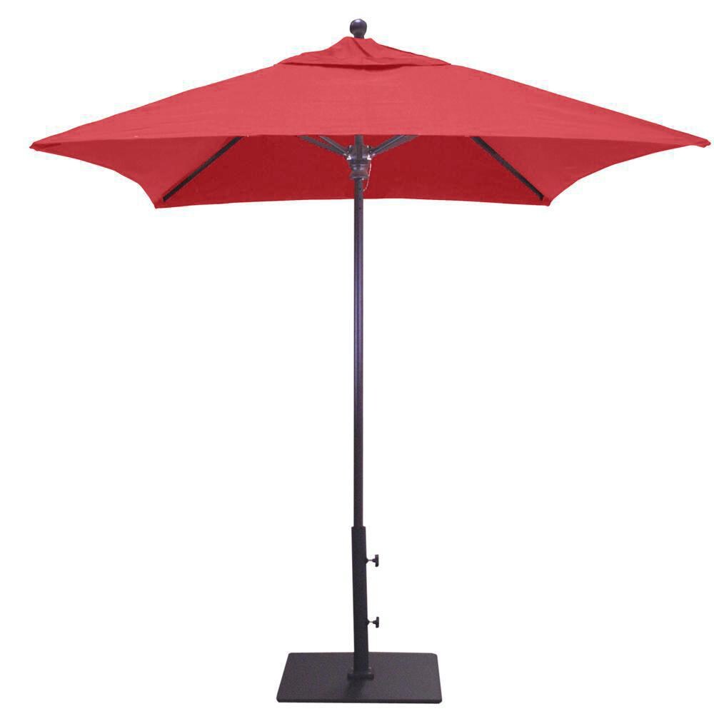 Galtech 6 X 6 Ft. Square Aluminum Patio Umbrella W/ Manual Lift - Antique Bronze Frame W/ Jockey Red Sunbrella Fabric (Umbrella Base Not Included) thumbnail