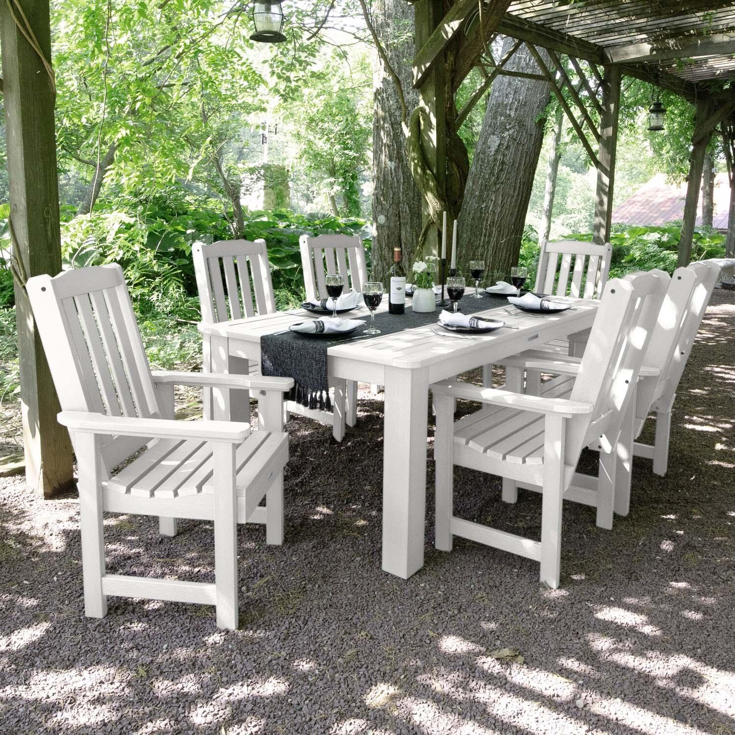 Hart Lane 7 Pc Recycled Plastic Rectangular Dining Set in White by Lakeview Outdoor Designs