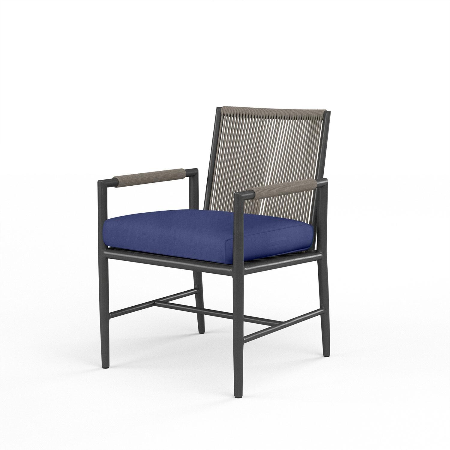 Pietra Rope & Aluminum Patio Dining Chair in Echo Midnight w/ No Welt by Sunset West - Display - White Background thumbnail