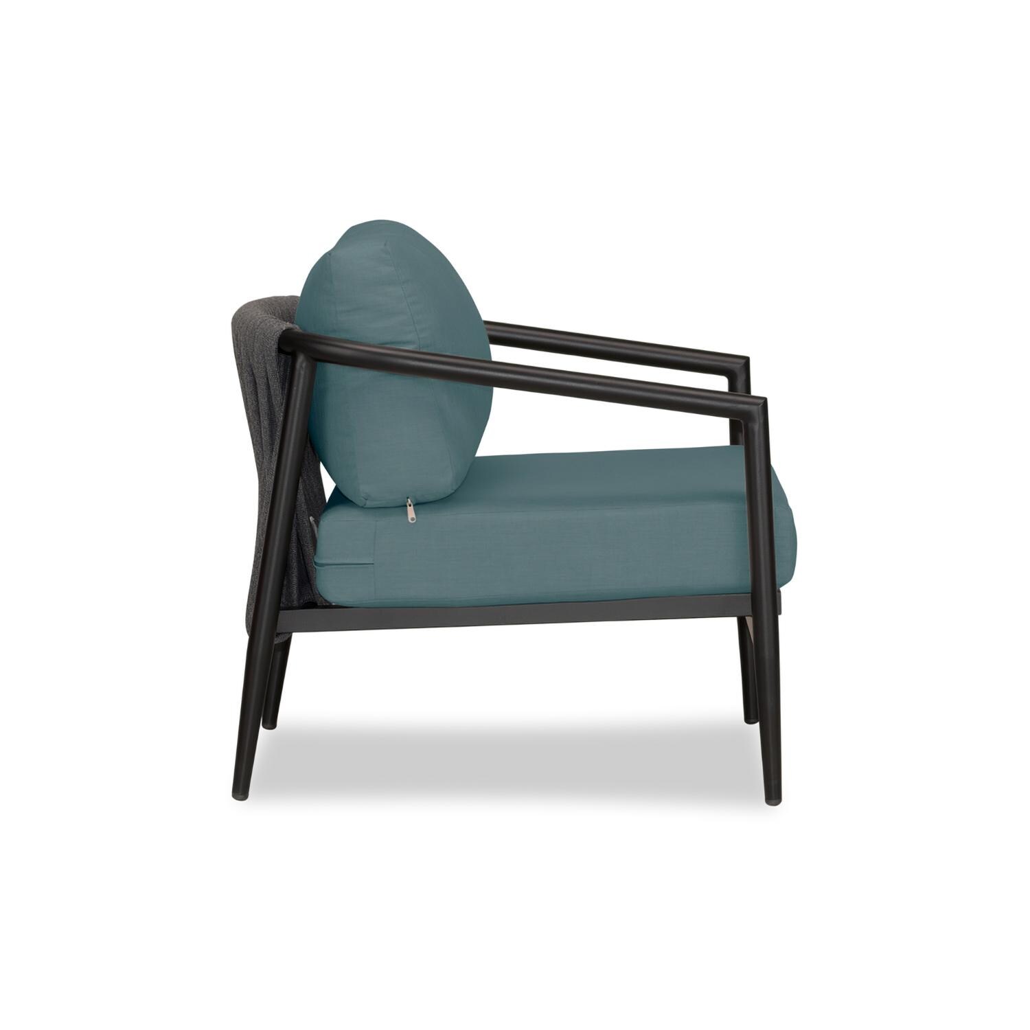 Lakeview Midnight Cove Aluminum Club Chair in Black/Carbon/Cast Lagoon - Side - White Background thumbnail