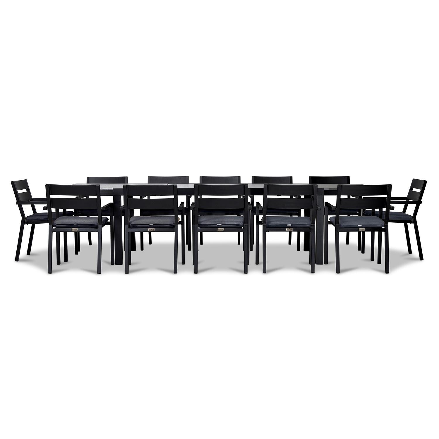 Calm Bay 13 Pc Extendable Dining Set in Black/Canvas Charcoal by Lakeview - White Background 3 thumbnail