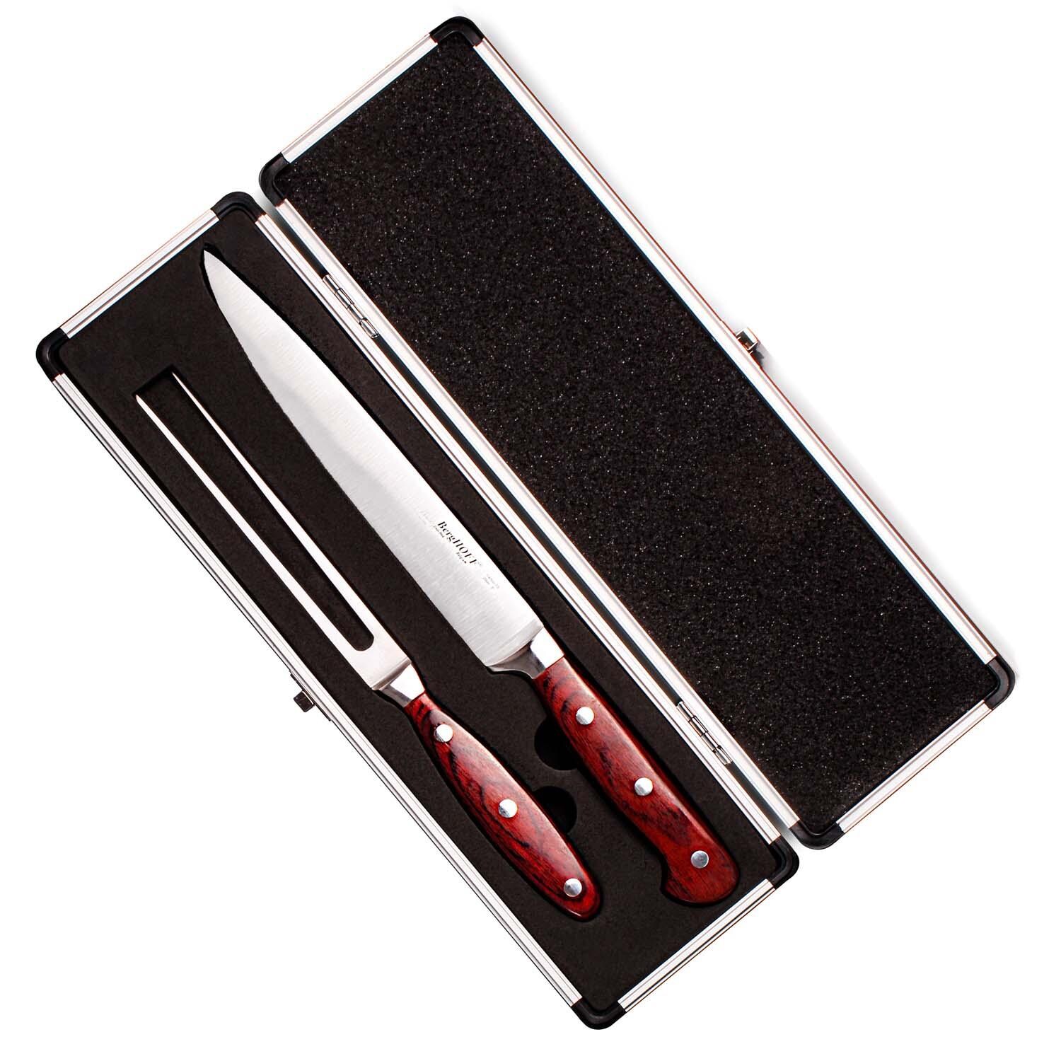 BergHOFF Pakka Wood 9 Pc Stainless Steel Steak & Carving Knife Set - Carving Set - White Background thumbnail