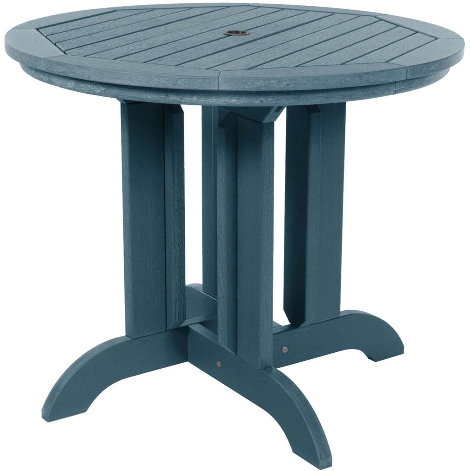 Elm Pointe 3 Pc Recycled Plastic Round Dining Set in Nantucket Blue By Lakeview Outdoor Designs - Table - White Background thumbnail