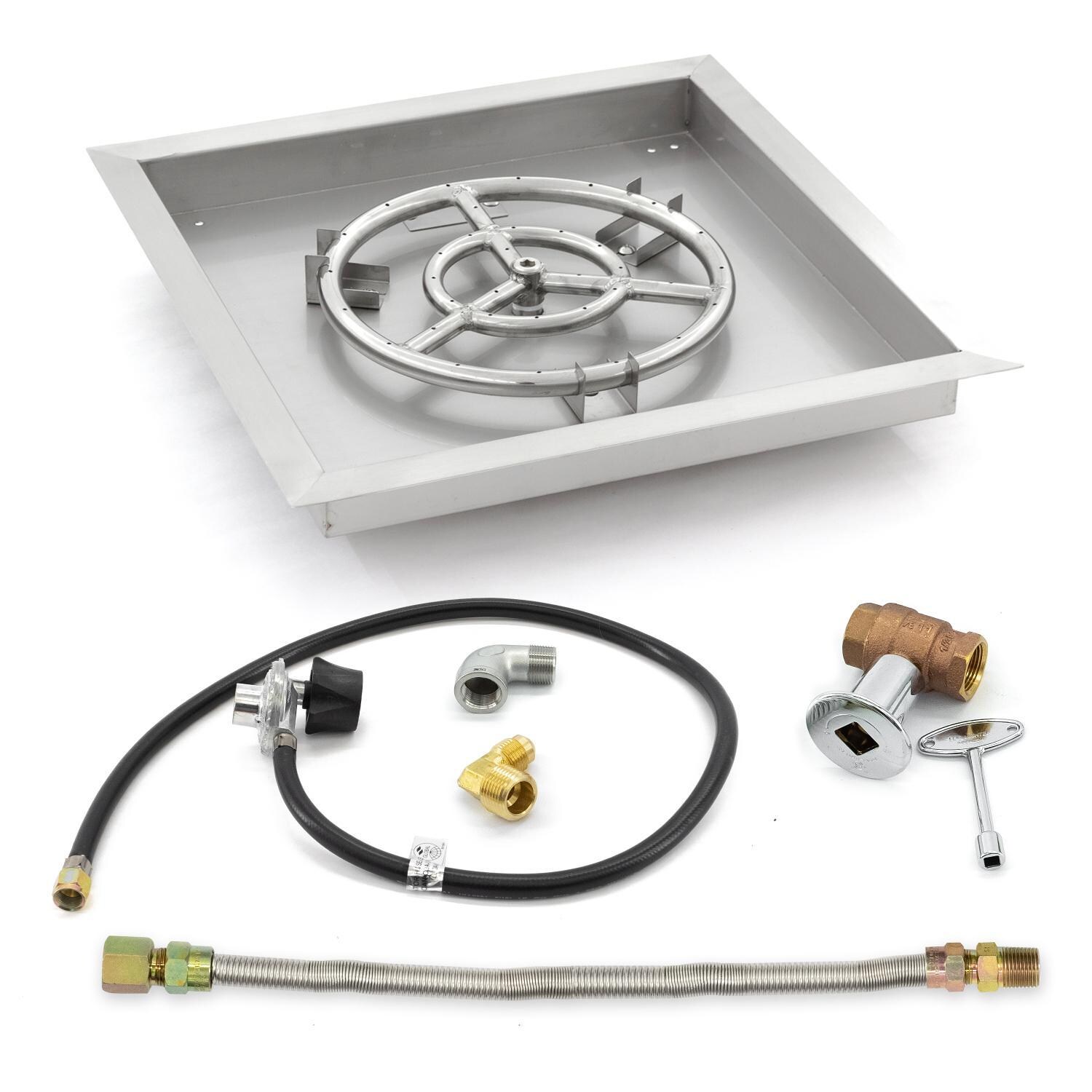 BBQGuys Signature 18-Inch Square Drop-In Pan W/ 12-Inch Propane Ring Burner & Connection Kit image