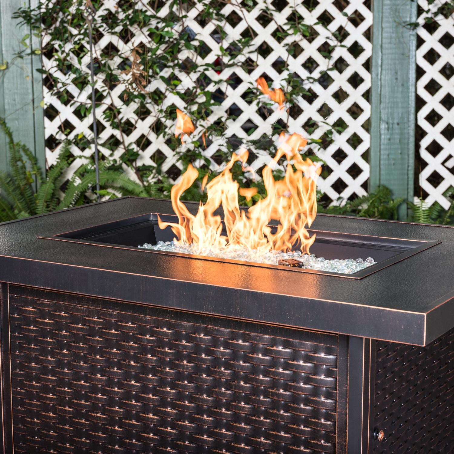 Ultimate Patio 62747-NG Welcome View 48-Inch Rectangle Aluminum Natural Gas Fire Pit - Flames thumbnail