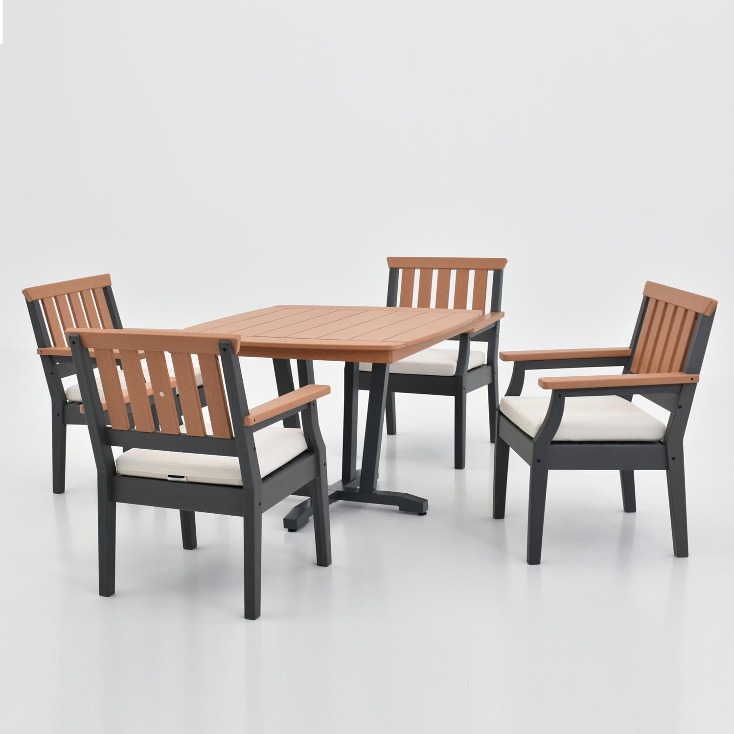 Lakeview Outdoor Designs LV-257-5AC Sabine Landing 5 Pc Polyresin Dining Set w/ Armchairs in Gray - Set - White Background thumbnail